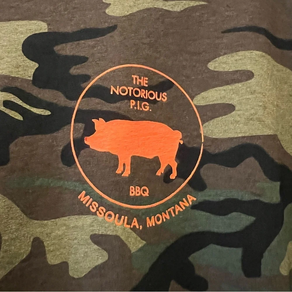Notorious Pig Camouflage Bbq Tshirt Sz L - Picture 2 of 5